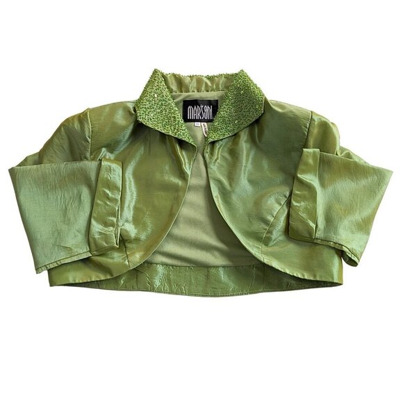 Vtg Y2K MARSONI Avocado Party Dress Jacket Set - The Nanny/Romy & Michele Sz 10 - Picture 5 of 10